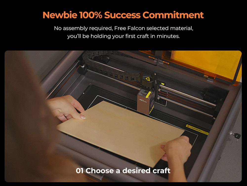 Laser Creality Falcon A1 10W FDA třídy 1, rychlé gravírování 600 mm/s, vestavěná kamera, inteligentní detekce materiálu, ochranný kryt očí, stlačené bodové vysávání 0,06 - 0,08 mm, odsávací ventilátor, 305*381 mm