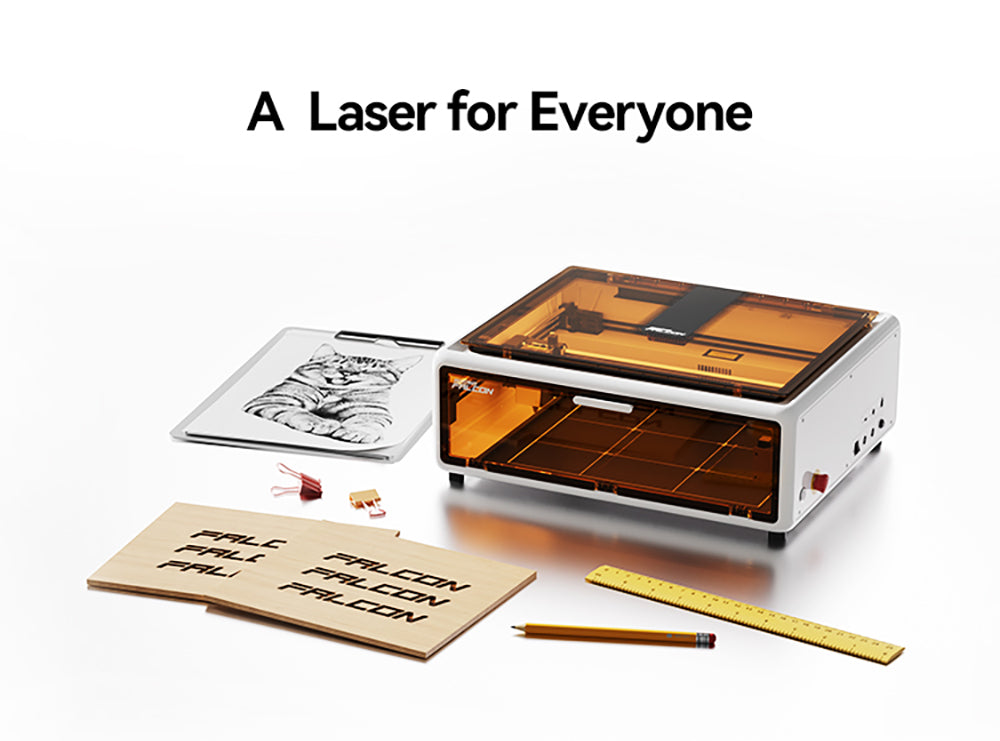 Laser Creality Falcon A1 10W FDA třídy 1, rychlé gravírování 600 mm/s, vestavěná kamera, inteligentní detekce materiálu, ochranný kryt očí, stlačené bodové vysávání 0,06 - 0,08 mm, odsávací ventilátor, 305*381 mm