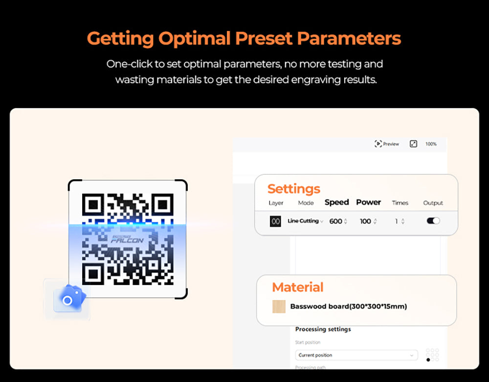 Laser Creality Falcon A1 10W FDA třídy 1, rychlé gravírování 600 mm/s, vestavěná kamera, inteligentní detekce materiálu, ochranný kryt očí, stlačené bodové vysávání 0,06 - 0,08 mm, odsávací ventilátor, 305*381 mm