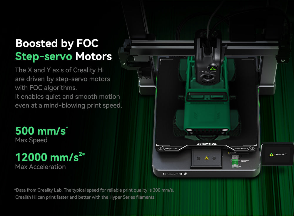 Creality Hi Combo, systém CFS Multimateriál, rychlý tisk 500 mm/s, monitorovací kamera s krytkou pro ochranu soukromí, až 16 barev, automatická kalibrace, automatické vyrovnání podložky, redukce náklonu v ose X, celokovové tělo, 260*260*300 mm