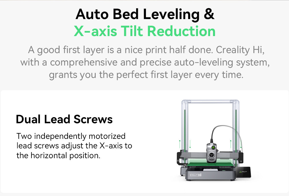 Creality Hi Combo, systém CFS Multimateriál, rychlý tisk 500 mm/s, monitorovací kamera s krytkou pro ochranu soukromí, až 16 barev, automatická kalibrace, automatické vyrovnání podložky, redukce náklonu v ose X, celokovové tělo, 260*260*300 mm
