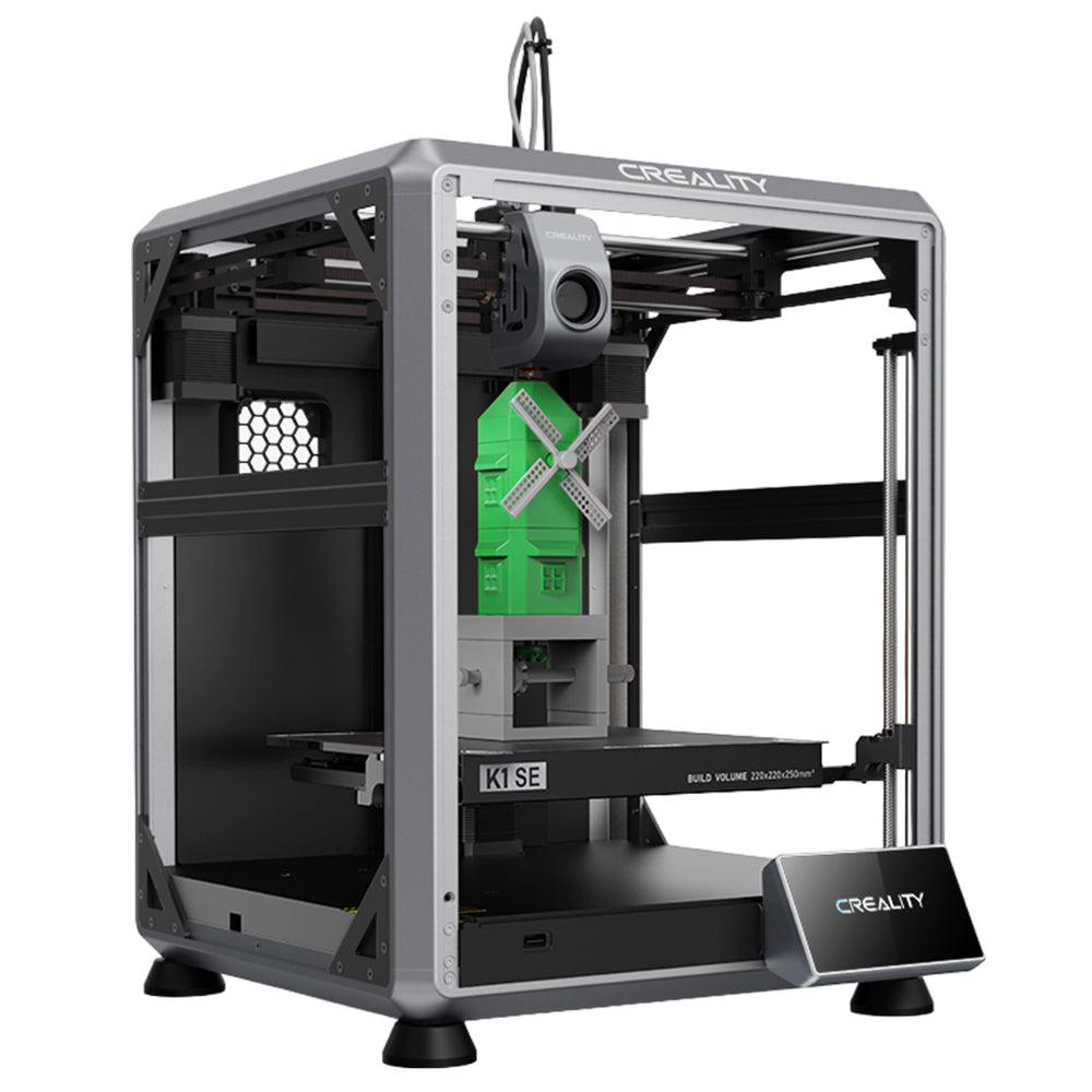 Creality K1 SE 3D Printer, 600mm/s Printing Speed, Tri-metal Nozzle, Auto Leveling, CoreXY System, 4.3inch Color Touch Screen, 220*220*250mm