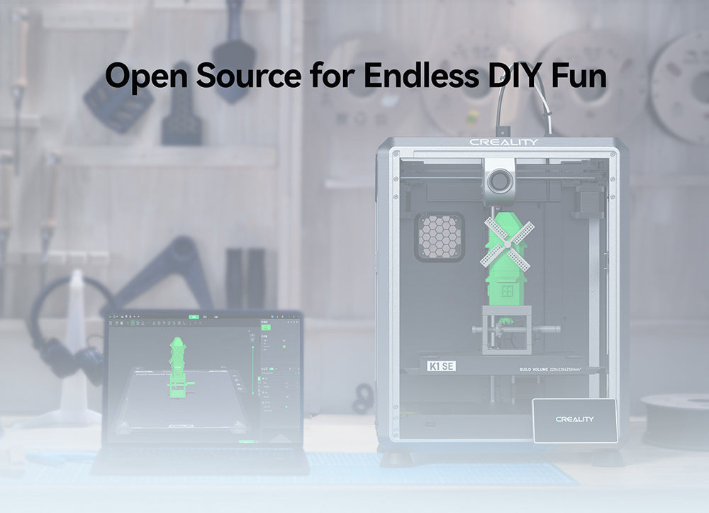 3D tiskárna Creality K1 SE, rychlost tisku 600 mm/s, tříkovová tryska, automatické vyrovnávání, systém CoreXY, 4,3palcová barevná dotyková obrazovka, 220*220*250 mm