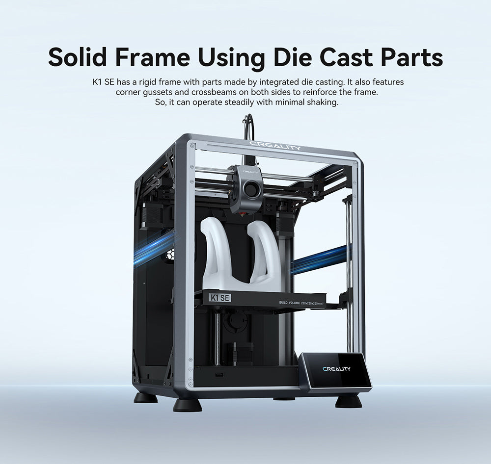 3D tiskárna Creality K1 SE, rychlost tisku 600 mm/s, tříkovová tryska, automatické vyrovnávání, systém CoreXY, 4,3palcová barevná dotyková obrazovka, 220*220*250 mm