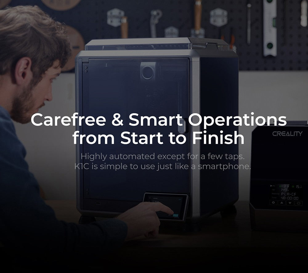 3D tiskárna Creality K1C, maximální rychlost 600 mm/s, AI kamera, rychloupínací tryska, celokovový extruder, tiskne uhlíková vlákna, vzduchový filtr a tichý režim