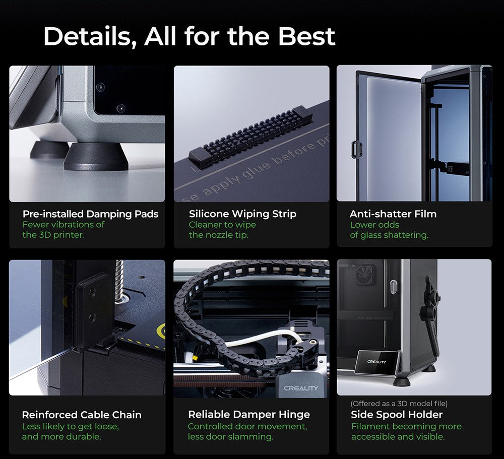 3D tiskárna Creality K1C, maximální rychlost 600 mm/s, AI kamera, rychloupínací tryska, celokovový extruder, tiskne uhlíková vlákna, vzduchový filtr a tichý režim