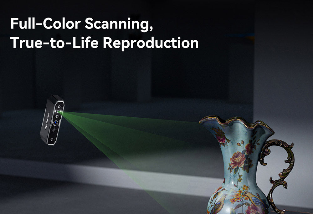 3D skener Creality CR Scan Otter, rychlost skenování 20 snímků za sekundu, přesnost 0,02 mm, 4-čočkové stereo vidění, 24bitové plnobarevné skenování, 8 infračervených světel