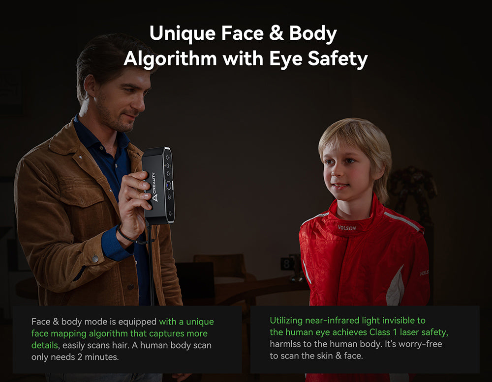 3D skener Creality CR Scan Otter, rychlost skenování 20 snímků za sekundu, přesnost 0,02 mm, 4-čočkové stereo vidění, 24bitové plnobarevné skenování, 8 infračervených světel