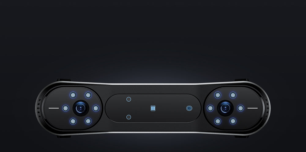 3D skener Creality Raptor, hybridní modrý laser NIR, rychlost skenování 60 snímků za sekundu, objekty o velikosti 5–2000 mm, 24bitové plnobarevné skenování, přesnost 0,02 mm, ochrana proti otřesům