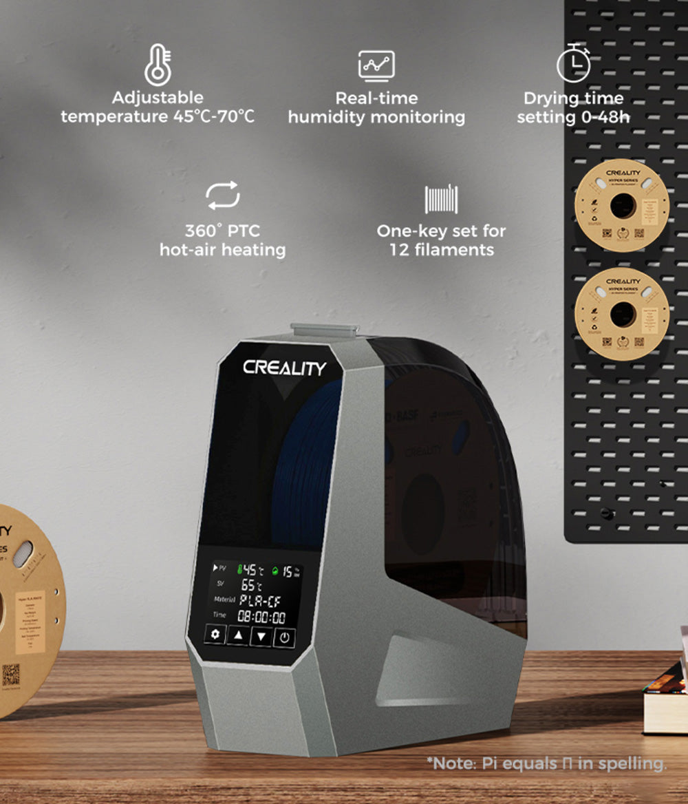 Sušička filamentů Creality Space Pi pro 3D tiskárnu, PTC 360 stupňů horkovzdušného ohřevu, 48hodinový časovač, dotykový LCD displej