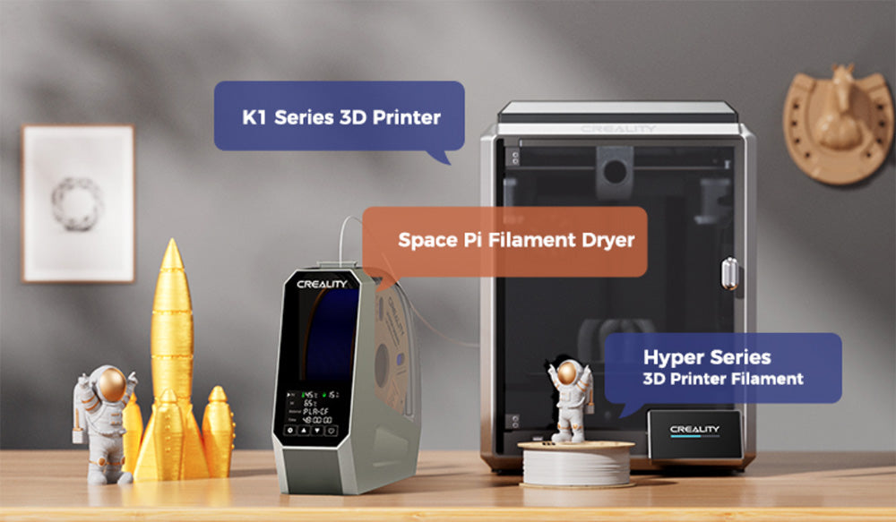 Sušička filamentů Creality Space Pi pro 3D tiskárnu, PTC 360 stupňů horkovzdušného ohřevu, 48hodinový časovač, dotykový LCD displej