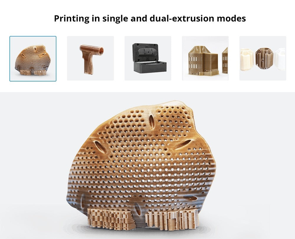 3D tiskárna CreatBot PEEK-300, automatické vyrovnávání, automatické zvedání duálních extruderů, rychlost tisku 10–120 mm/s, systém přímého žíhání, chlazení vzduchovým čerpadlem/vodou, objem jednoho extruderu 300x300x400 mm, objem duálního extruderu 240x300x400 mm