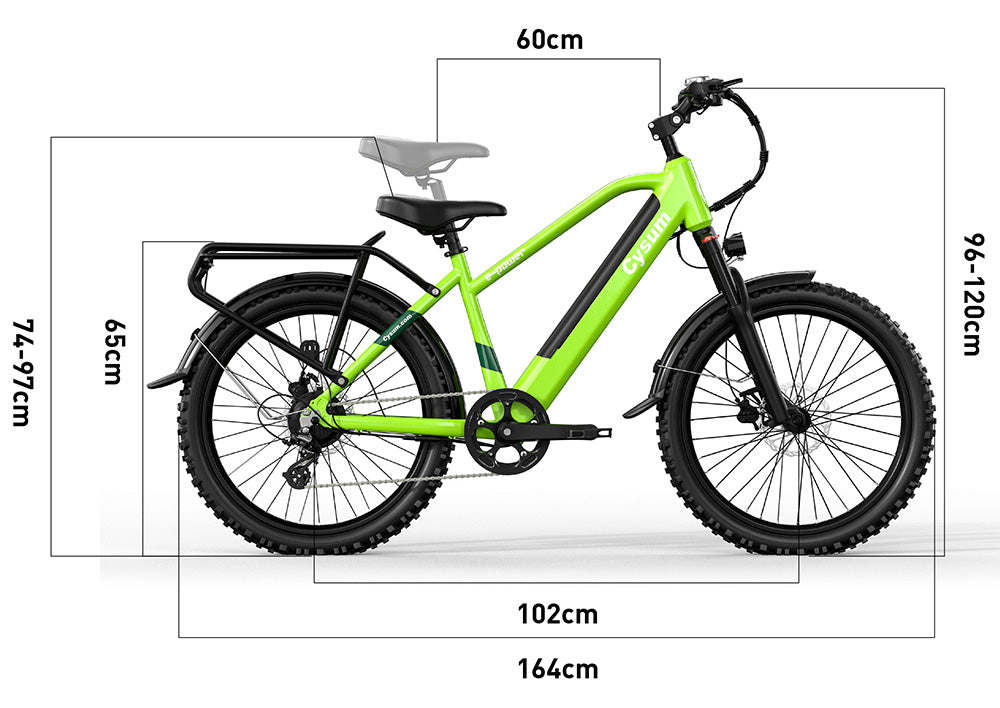 Teenagerské elektrokolo CYSUM Hoody, motor 250 W, baterie 36 V 10 Ah, maximální rychlost 35 km/h, maximální dojezd 55 km, pneumatiky 24 x 2,1 palce, řazení SHIMANO 8 rychlostí, LCD displej, LED světlomety