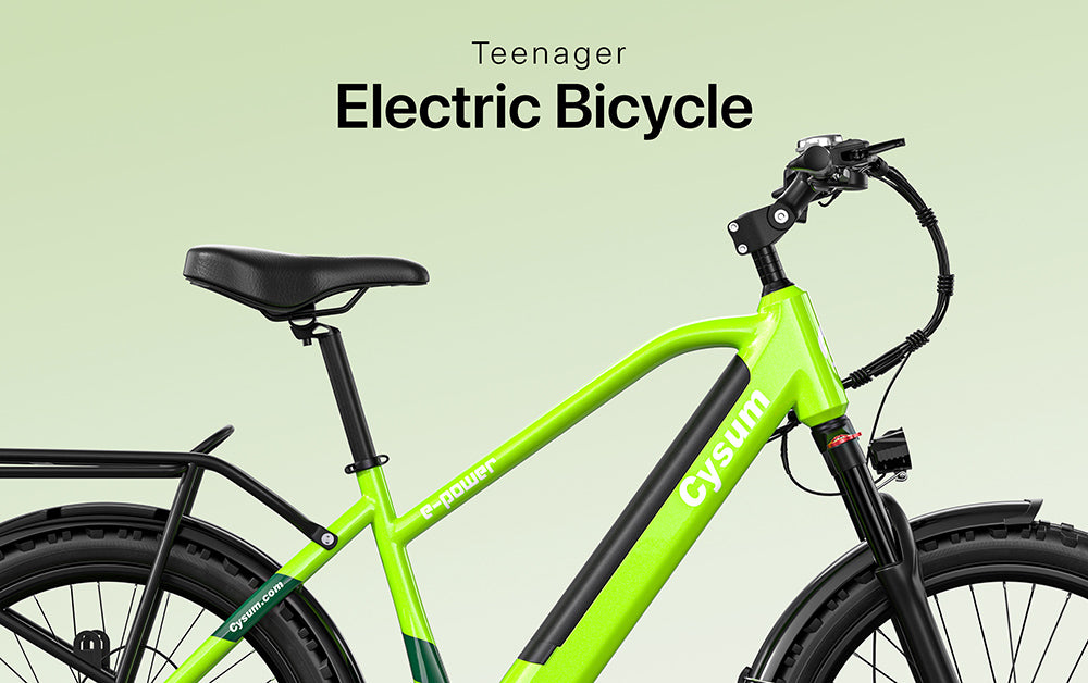 Teenagerské elektrokolo CYSUM Hoody, motor 250 W, baterie 36 V 10 Ah, maximální rychlost 35 km/h, maximální dojezd 55 km, pneumatiky 24 x 2,1 palce, řazení SHIMANO 8 rychlostí, LCD displej, LED světlomety