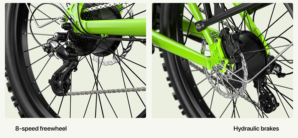 Teenagerské elektrokolo CYSUM Hoody, motor 250 W, baterie 36 V 10 Ah, maximální rychlost 35 km/h, maximální dojezd 55 km, pneumatiky 24 x 2,1 palce, řazení SHIMANO 8 rychlostí, LCD displej, LED světlomety