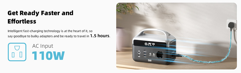 Přenosná elektrárna DaranEner NEOZ, 300W 179,2Wh LiFePO4 baterie, LED svítilna, rychlé nabíjení 1,5 hodiny