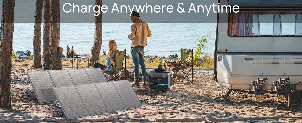 Skládací solární panel DaranEner SP300 300W, nastavitelný stojan, vodotěsný IP54