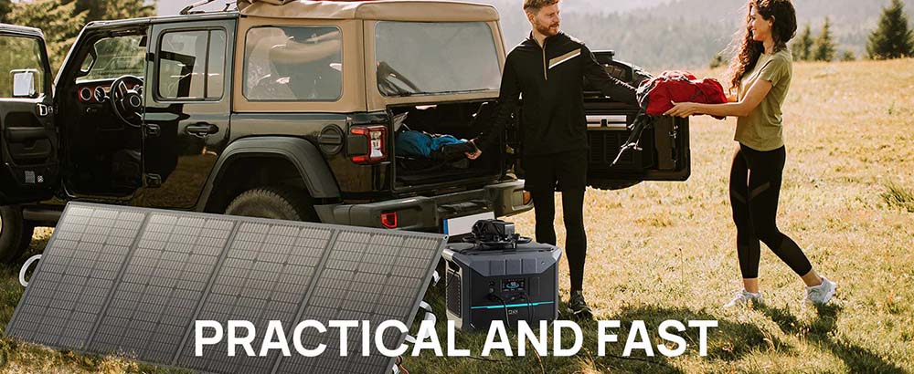 Skládací solární panel DaranEner SP300 300W, nastavitelný stojan, vodotěsný IP54