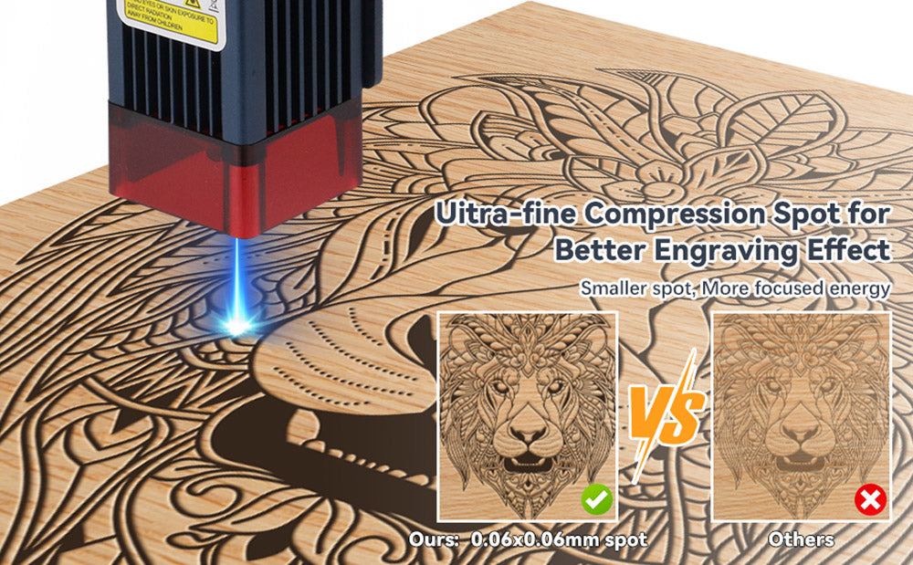 Laserový gravírovací stroj DIMIFUN DM6 B6 6W, ochrana očí, přesnost 0,01 mm, bod 0,06 mm, rychlost 12000 mm/min, 330*330 mm