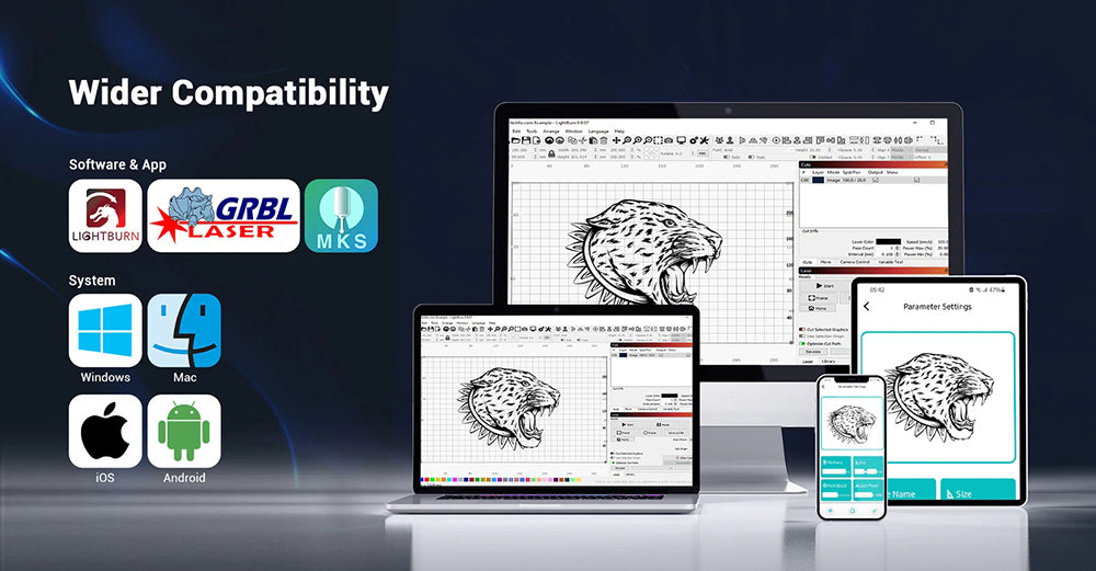 Laserový gravírovací stroj DIMIFUN DM6 B6 6W, ochrana očí, přesnost 0,01 mm, bod 0,06 mm, rychlost 12000 mm/min, 330*330 mm