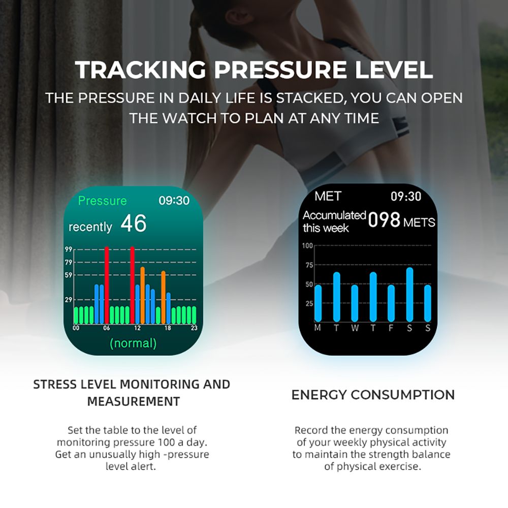 Chytré hodinky Diona ET3, 2,1palcový displej, hlasový asistent, monitorování zdraví, volání přes Bluetooth, více sportovních režimů