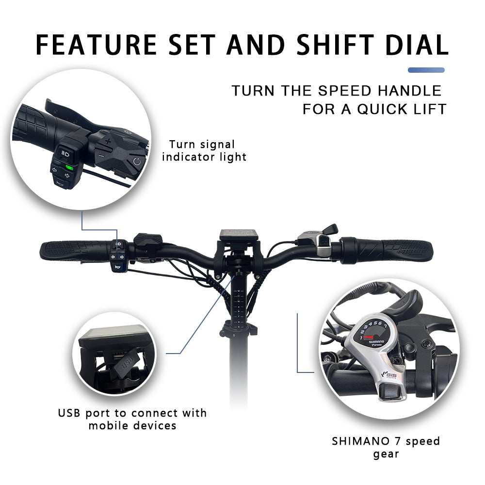 Skládací elektrické kolo DRVETION CT20, tlusté pneumatiky 20*4,0 palce, motor 750 W, baterie 48 V 20 Ah, maximální rychlost 45 km/h, kotoučová brzda SHIMANO 7 převodů