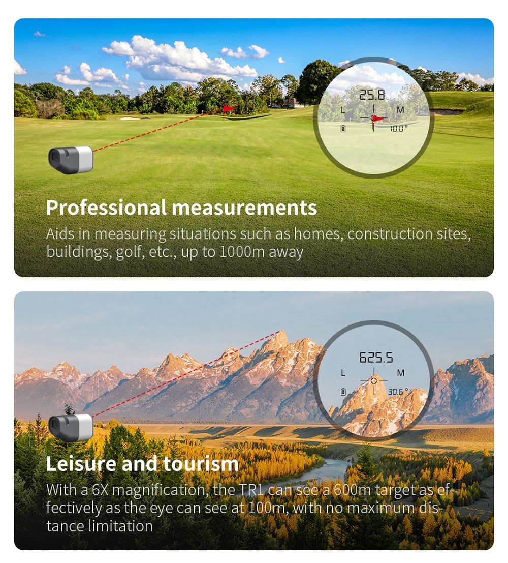 Xiaomi Duka TR1 LCD obrazovka Dalekohled s dálkoměrem pro golf, sport, lov, geodezii, cestování - 1200M