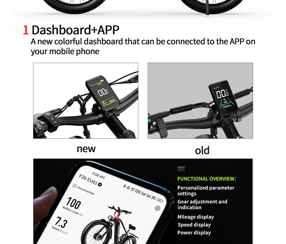 Elektrické horské kolo DUOTTS F26 750W*2 Duální motory Samsung 48V 20Ah Baterie 26*4,0 palcové tlusté pneumatiky Maximální rychlost 55 km/h Stoupání 55 stupňů Inteligentní barevný displej APP Duální kotoučové brzdy Maximální zatížení 150 kg Dojezd 100 km - stříbrné