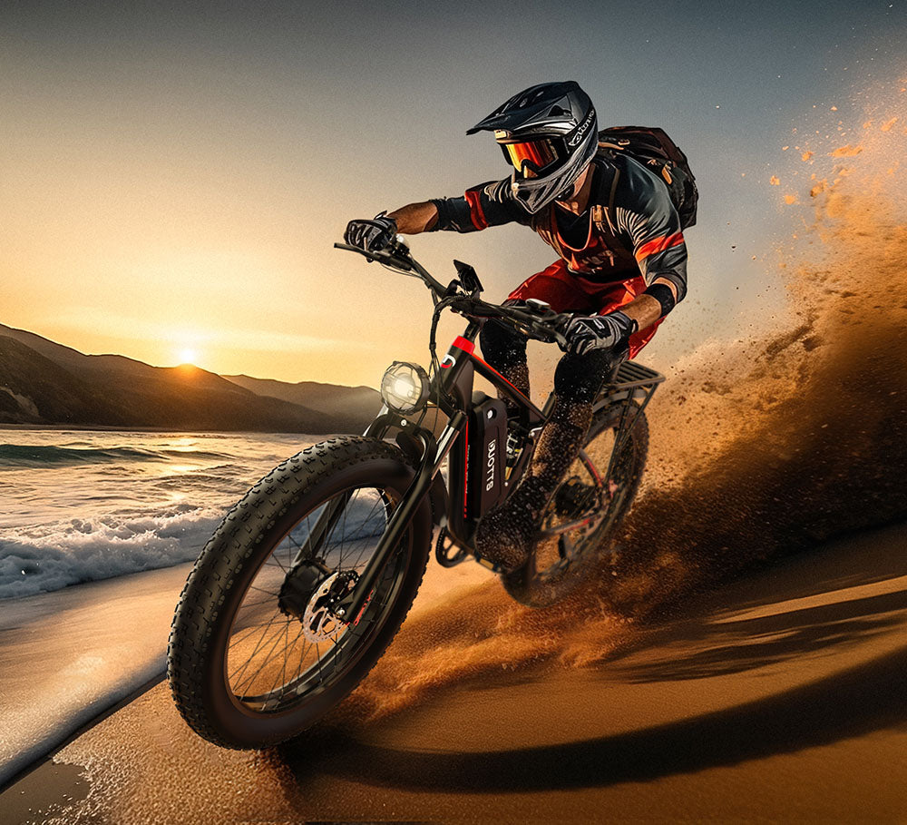 Elektrokolo DUOTTS S26, 750 W * 2 motory, maximální rychlost 50 km/h, nafukovací tlusté pneumatiky 26 x 4,0 palce, baterie LG 48 V 19,2 Ah, dojezd 120 km, převodovka Shimano 7 rychlostí, maximální nosnost 150 kg