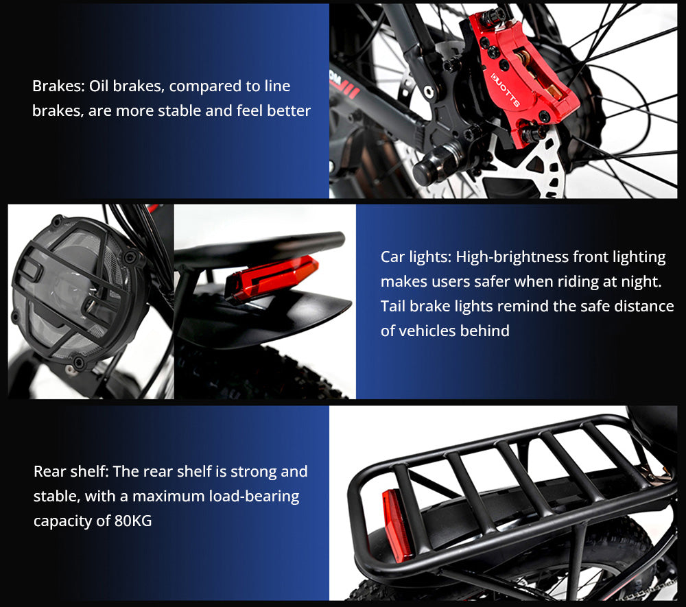 Elektrokolo DUOTTS S26, 750 W * 2 motory, maximální rychlost 50 km/h, nafukovací tlusté pneumatiky 26 x 4,0 palce, baterie LG 48 V 19,2 Ah, dojezd 120 km, převodovka Shimano 7 rychlostí, maximální nosnost 150 kg