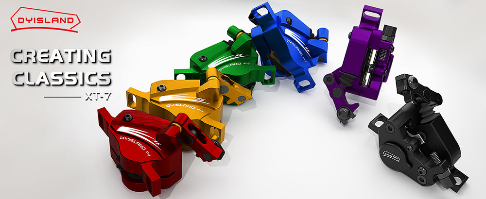 DYISLAND XT-7 Hydraulické kotoučové brzdy s třmeny, lankem ovládané přední a zadní brzdy pro horská / silniční kola / elektrokola - žluté