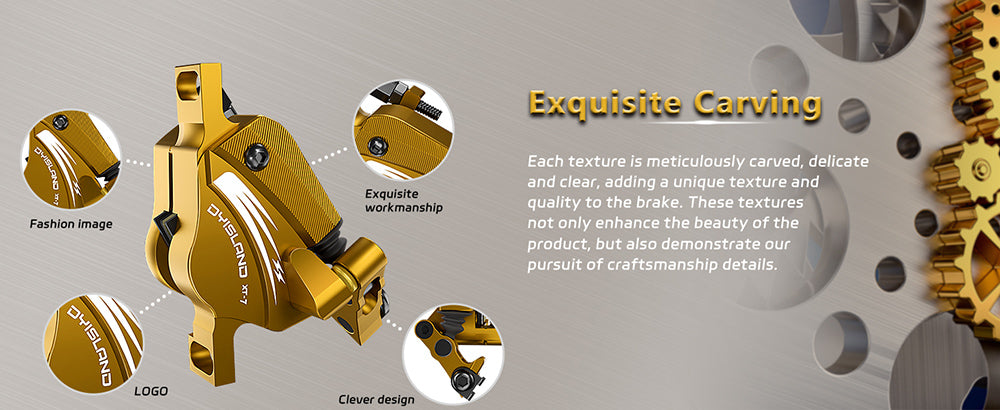 DYISLAND XT-7 Hydraulické kotoučové brzdy s třmeny, lankem ovládané přední a zadní brzdy pro horská / silniční kola / elektrokola - žluté