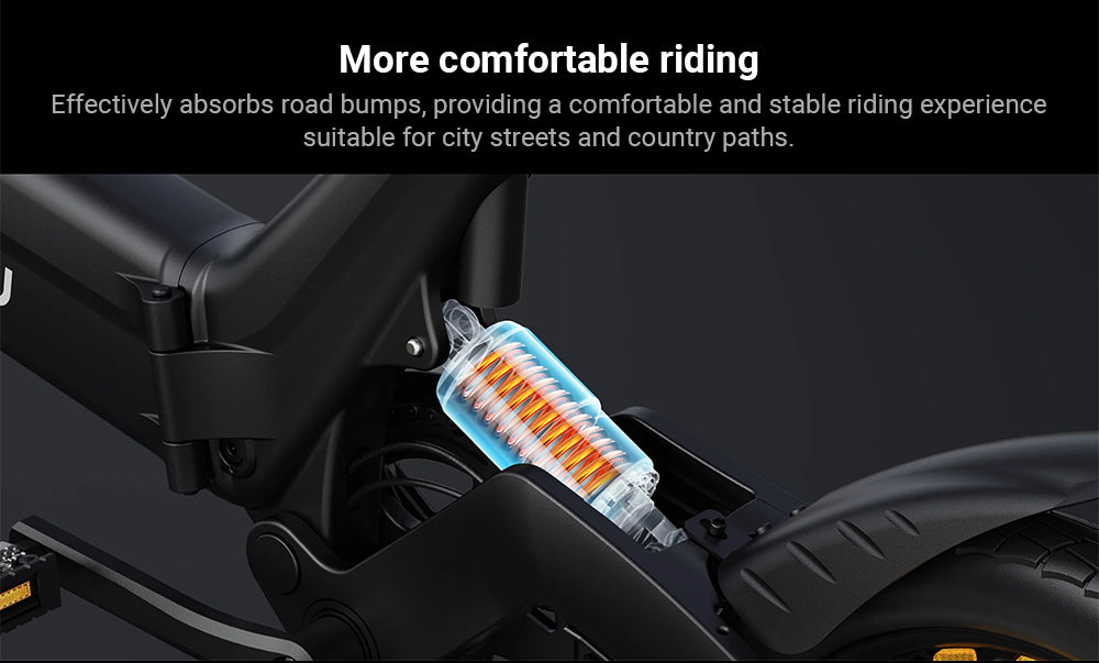 Elektrokolo DYU A16, motor 250 W, baterie 36 V 10 Ah, 16palcové pneumatiky, maximální rychlost 25 km/h, dojezd 55 km, dvojité kotoučové brzdy - černé