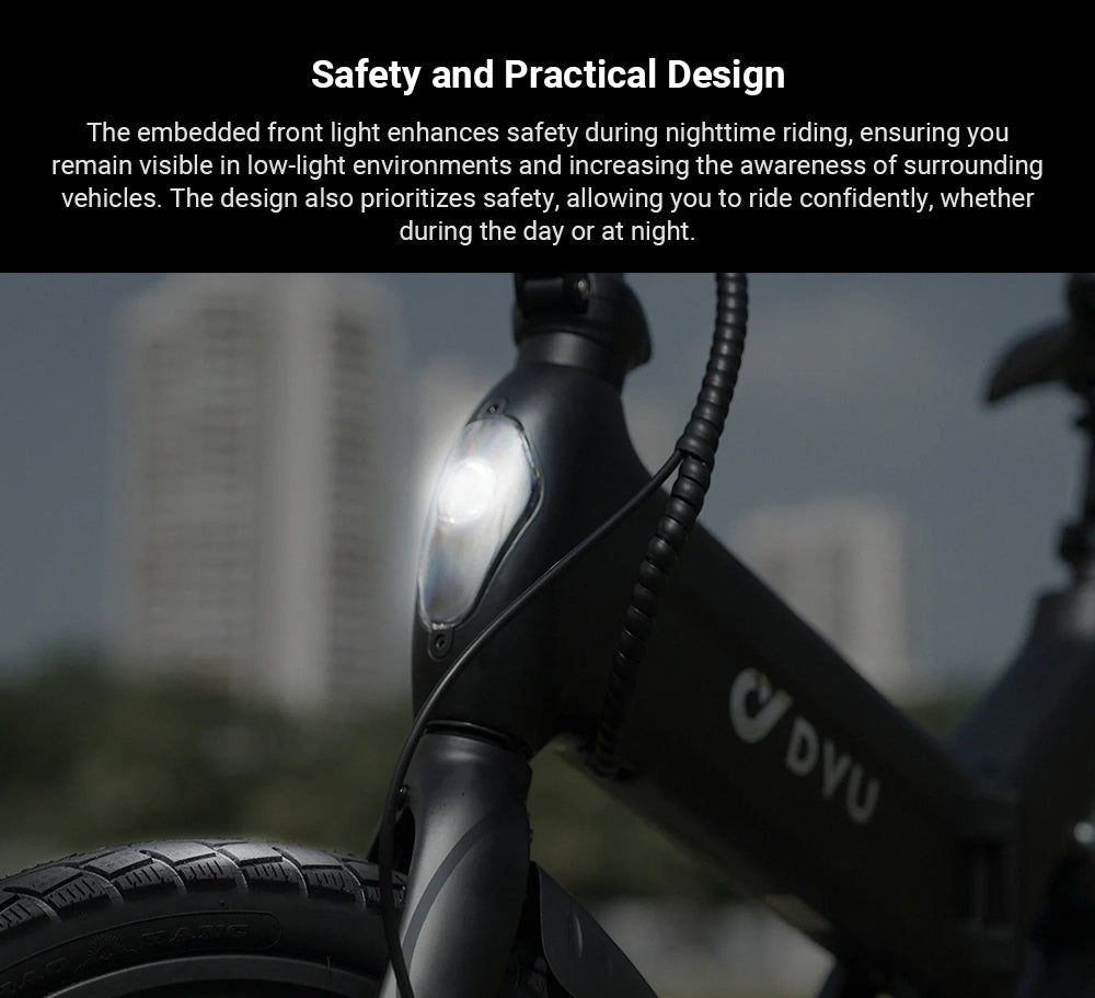 Elektrokolo DYU A16, motor 250 W, baterie 36 V 10 Ah, 16palcové pneumatiky, maximální rychlost 25 km/h, dojezd 55 km, dvojité kotoučové brzdy - černé