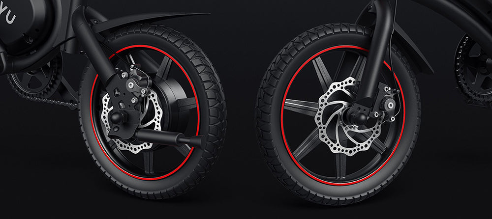 Skládací elektrokolo DYU C3, motor 250 W, baterie 36 V 7,5 Ah, 14palcové pneumatiky, maximální rychlost 25 km/h, dojezd 37 km, přední a zadní kotoučové brzdy
