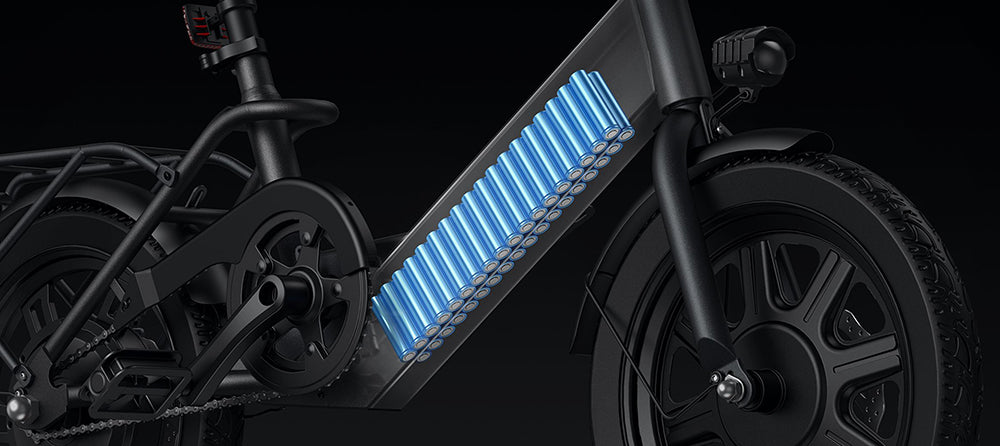 Skládací elektrokolo DYU C3, motor 250 W, baterie 36 V 7,5 Ah, 14palcové pneumatiky, maximální rychlost 25 km/h, dojezd 37 km, přední a zadní kotoučové brzdy