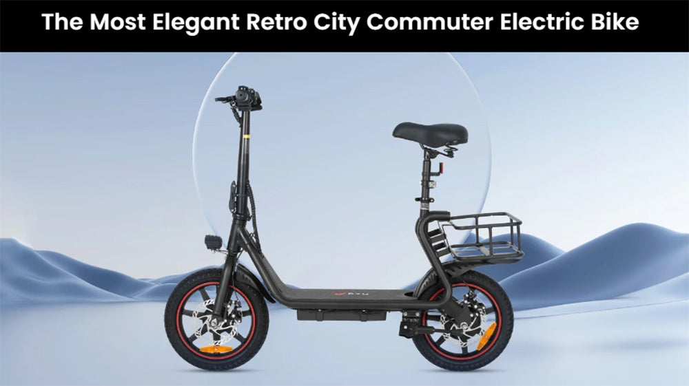 Skládací elektrická koloběžka DYU C4, motor 250 W, baterie 36 V 10 Ah, 14palcové pneumatiky, maximální rychlost 25 km/h, dojezd 42 km, přední a zadní kotoučové brzdy