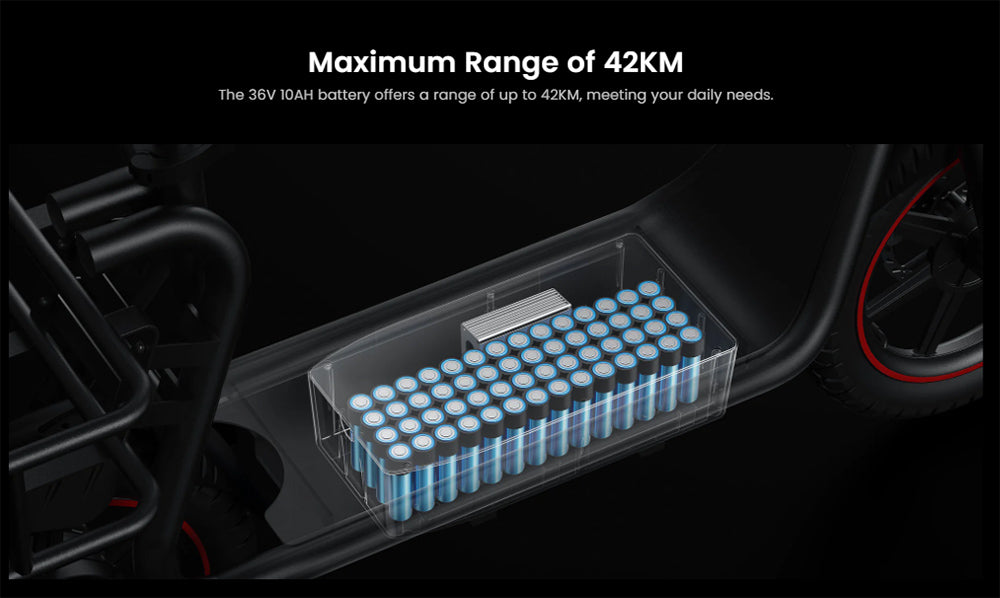 Skládací elektrická koloběžka DYU C4, motor 250 W, baterie 36 V 10 Ah, 14palcové pneumatiky, maximální rychlost 25 km/h, dojezd 42 km, přední a zadní kotoučové brzdy