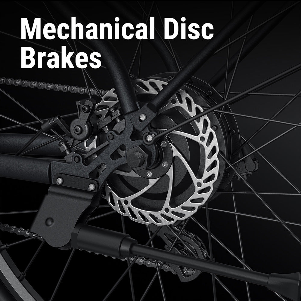 Městské elektrokolo DYU C5, motor 250 W, baterie 48 V 10 Ah, pneumatiky 27,5 palce, maximální rychlost 25 km/h, dojezd 65 km, dvojité kotoučové brzdy, řazení Shimano 7 rychlostí