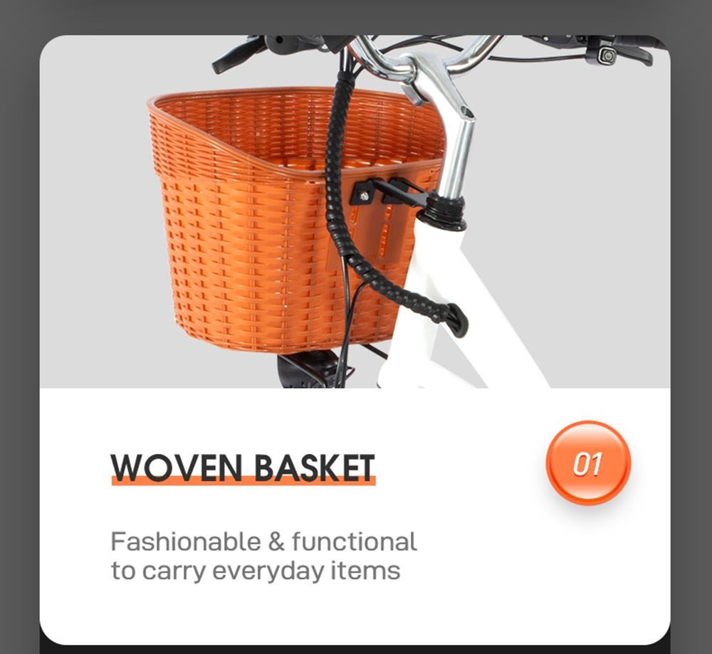 Elektrické kolo DYU C6, motor 350 W, maximální rychlost 25 km/h, baterie 36 V 12,5 Ah, maximální dojezd 70 km - černé