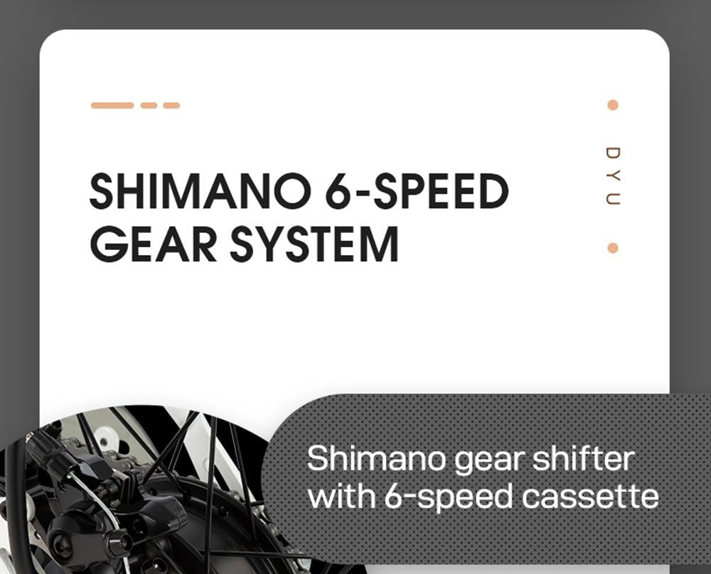 Elektrické kolo DYU C6, motor 350 W, maximální rychlost 25 km/h, baterie 36 V 12,5 Ah, maximální dojezd 70 km - černé