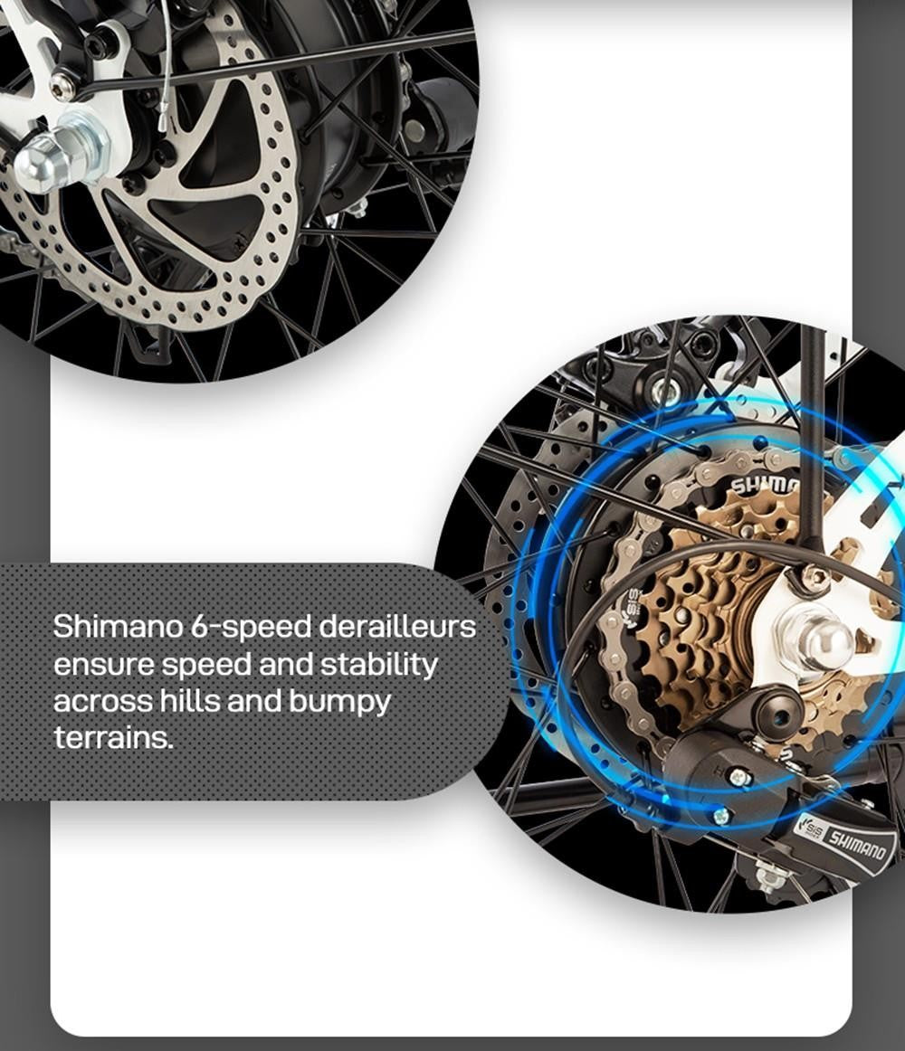 Elektrické kolo DYU C6, motor 350 W, maximální rychlost 25 km/h, baterie 36 V 12,5 Ah, maximální dojezd 70 km - černé