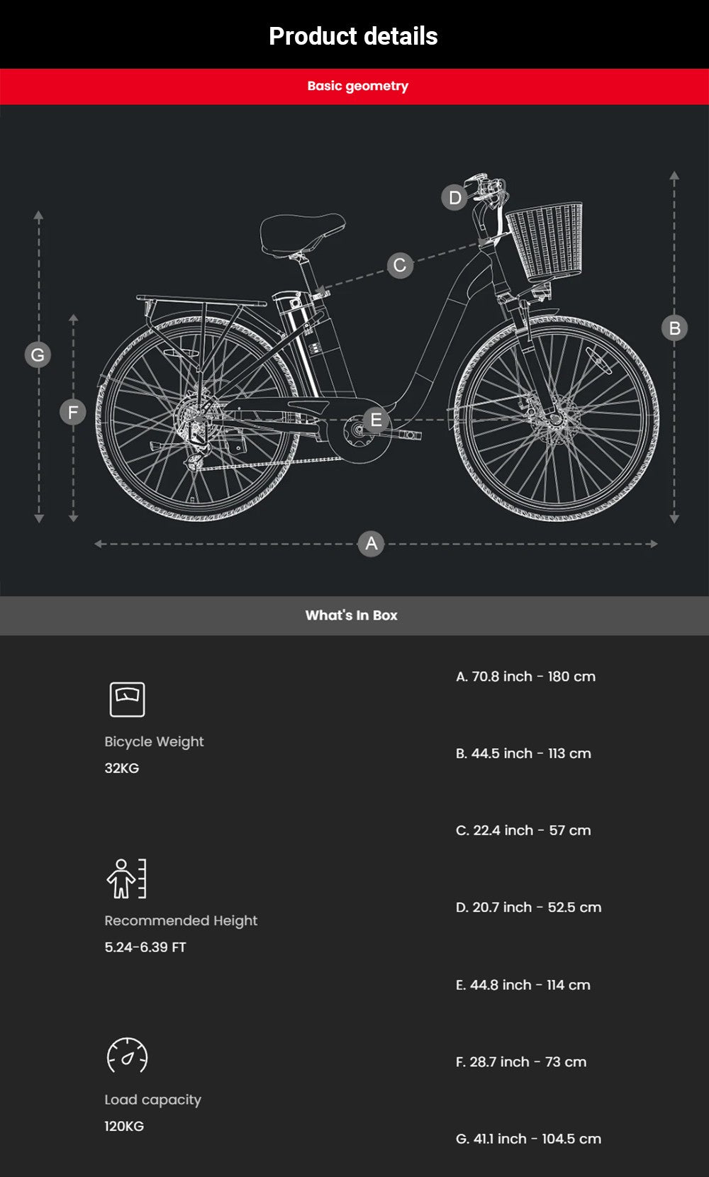Elektrokolo DYU C6 Pro, motor 250 W, baterie 36 V 15,6 Ah, pneumatiky 26 x 2,125 palce, maximální rychlost 25 km/h, dojezd 80 km, kotoučová brzda, odpružená přední vidlice, řazení Shimano 7 rychlostí, LED displej - bílé