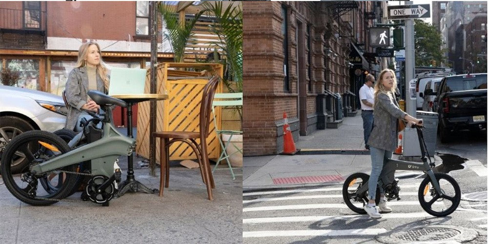 Elektrické kolo DYU T1 20 palců, senzor točivého momentu v pneumatikách, motor 36 V 250 W, maximální rychlost 25 km/h, vyjímatelná baterie 10 Ah, přední a zadní mechanické kotoučové brzdy Shimano 7 rychlostí - zelená