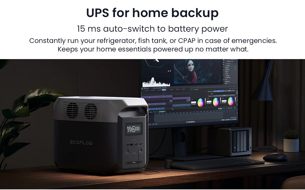 Přenosná elektrárna EcoFlow DELTA 3 1500, baterie LFP 1536 Wh, solární generátor 1800 W, 15 zásuvek, UPS <15 ms, rozšiřitelná až na 5,5 kWh, ovládání aplikací, krytí IP65, rychlé nabíjení za 1,5 hodiny, pro domácí zálohování, venkovní kempování a obytné vozy, černá