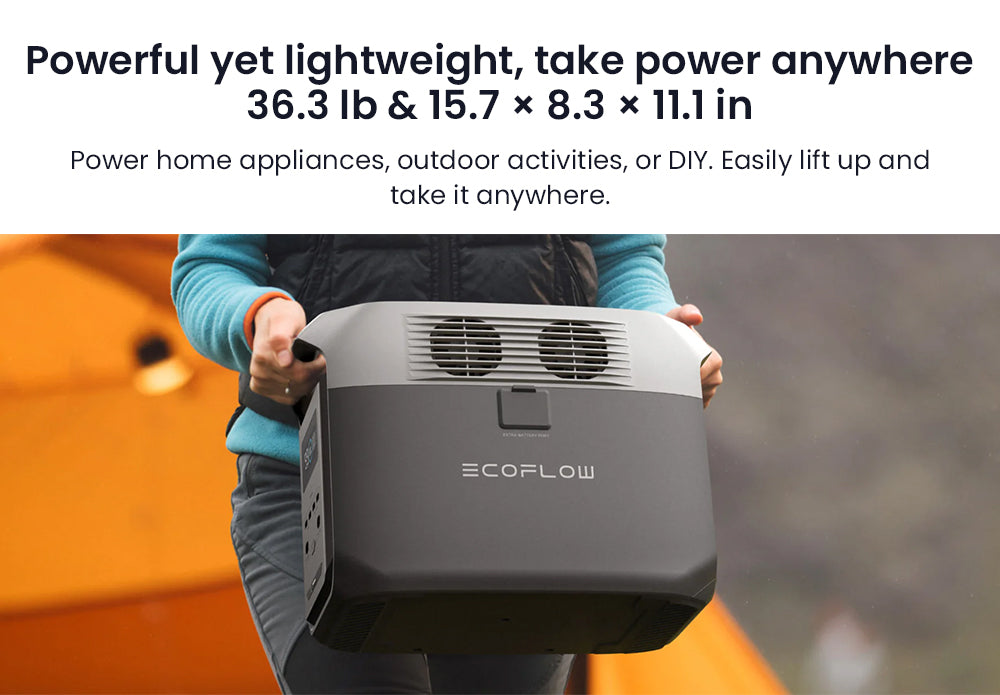 Přenosná elektrárna EcoFlow DELTA 3 1500, baterie LFP 1536 Wh, solární generátor 1800 W, 15 zásuvek, UPS <15 ms, rozšiřitelná až na 5,5 kWh, ovládání aplikací, krytí IP65, rychlé nabíjení za 1,5 hodiny, pro domácí zálohování, venkovní kempování a obytné vozy, černá