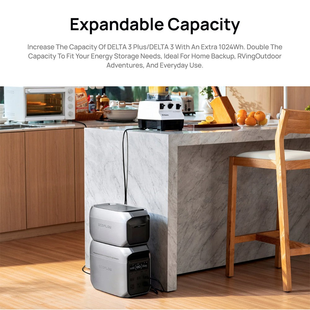 Extra baterie EcoFlow DELTA 3, kapacita 1024 Wh, rozšiřuje přenosnou elektrárnu až na 2 kWh