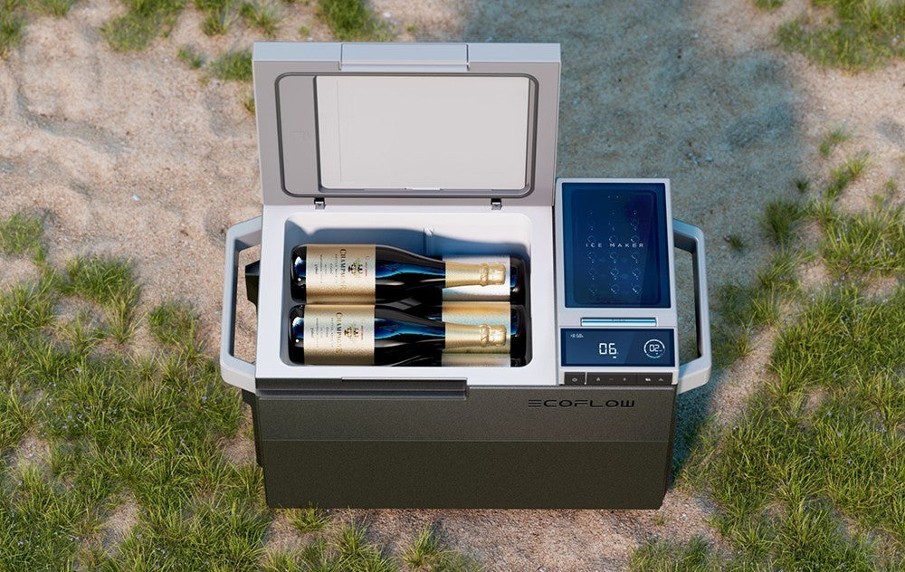 Přenosná chladnička EcoFlow GLACIER, kompresor 120 W, dvouzónová, dvojité ovládání, velká kapacita 38 l, chytré ovládání aplikací