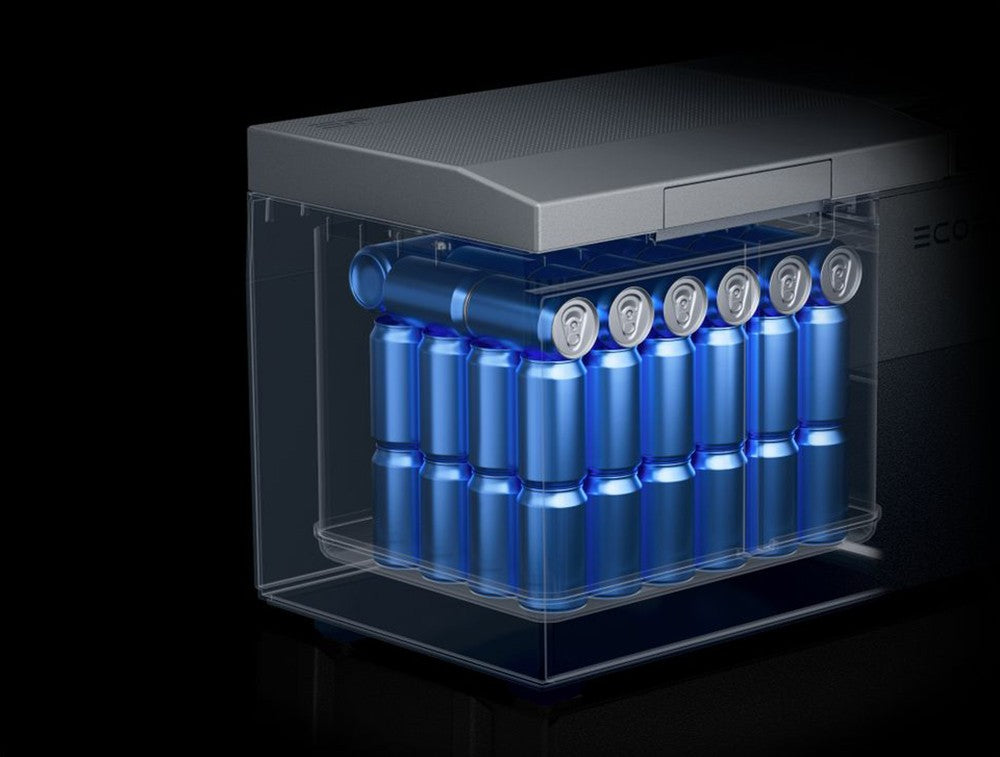 Přenosná chladnička EcoFlow GLACIER, kompresor 120 W, dvouzónová, dvojité ovládání, velká kapacita 38 l, chytré ovládání aplikací