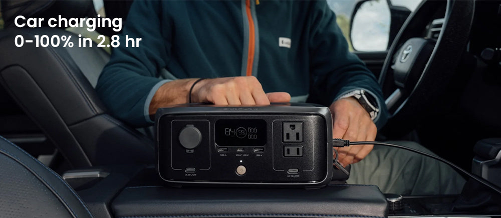 Přenosná elektrárna EcoFlow RIVER 3, baterie LiFePO4 245 Wh, výstupní výkon 300 W až 600 W AC, 6 zásuvek, UPS <20 ms a <30 dB, vodotěsnost IP54, solární generátor s rychlým nabíjením za 1 hodinu, pro venkovní/kempování/domácí použití